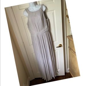 Beautiful Pleated Silver Gray Gown Dress